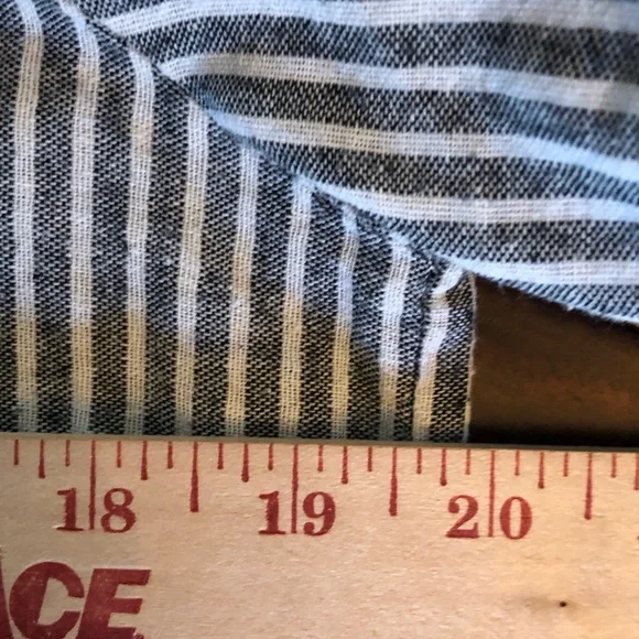 Malina | Gray and white striped shirt sleeved blouse with trim detail - Picture 8 of 11